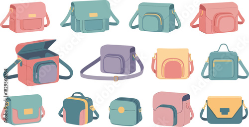 Colorful Small Crossbody Bags Set in Pastel Shades for Casual Fashion