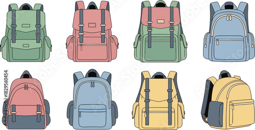 Colorful Backpacks in Various Styles and Colors for School and Travel
