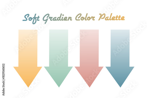 Soft pastel gradient color palette in arrow shapes, ideal for design references, UI elements, branding themes, and creative project visuals. Clean vector isolated.
