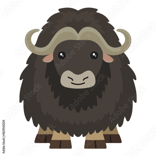 Musk Ox in a clean 2D flat vector icon style, minimal and simple, set on a plain white background.