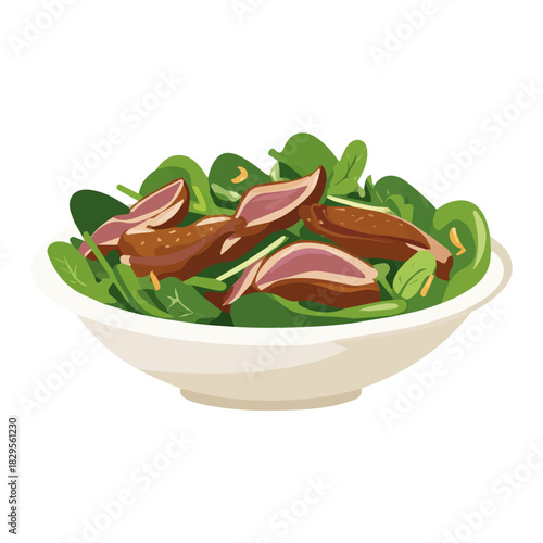 Simple flat 2D vector graphic of Peking Duck Salad, modern icon look, displayed on a pure white background.