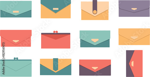 Colorful Envelope Clutches Set in Bright Pastel Shades for Fashion Accessories
