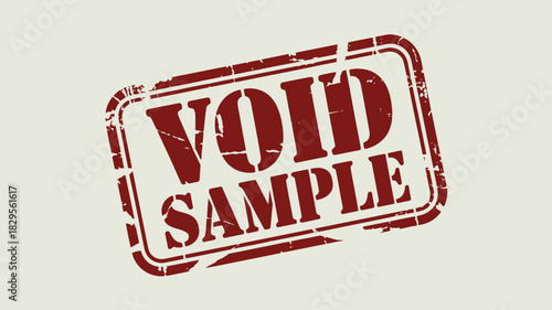 A red void sample stamp with distressed edges on a light background indicating invalidity or cancellation