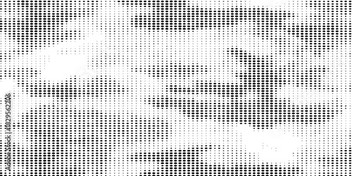 Radial halftone spotted gradient background. Dotted stains concentric texture with fading effect. Black and white circle shade wallpaper. Grunge rough vector. Monochrome geometric backdrop.
