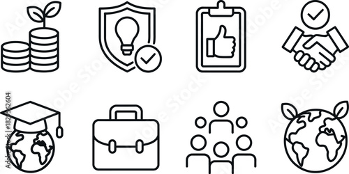 Business, finance, education and sustainability icon