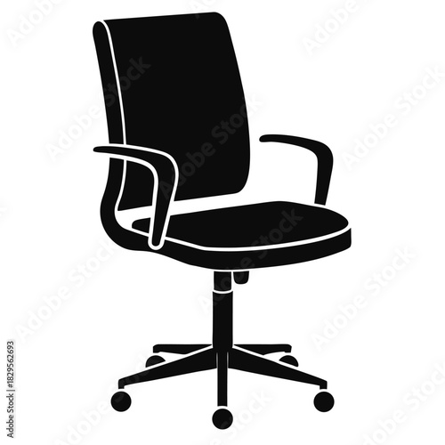 The black office chair stands out with its ergonomic design and smooth rolling base