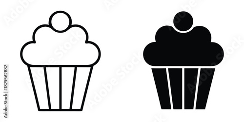 Cupcake silhouette vector, Cup cake icon, Cup cake outline sign and symbol