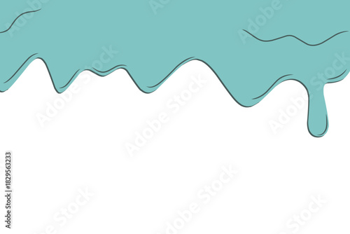Smooth mint-colored dripping cream vector for decoration, sweet-themed graphics, liquid elements, and creative design accents. Clean isolated shape suitable for posters and packaging.