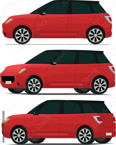 Modern family hatchback side view set