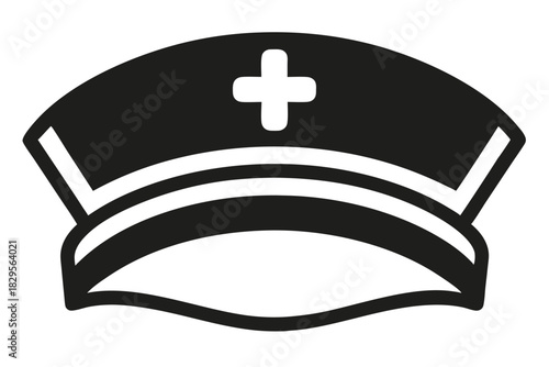 Black nurse cap with white cross offers a recognizable symbol for healthcare workers