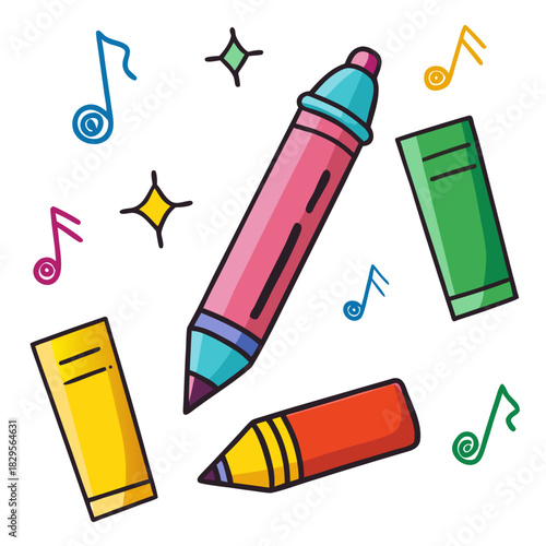 vector illustration of a pencil and eraser