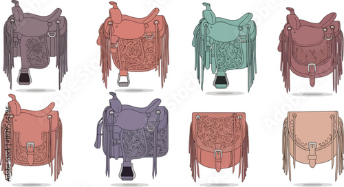 Colorful Leather Crossbody Bags with Tassels and Embroidery in Various Colors
