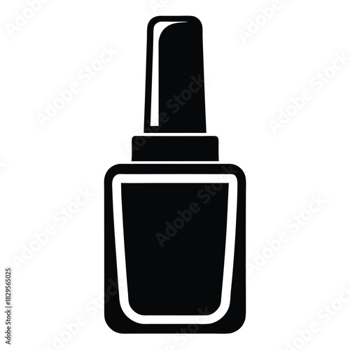 Black nail polish bottle icon exhibits minimalistic beauty, perfect for nailcare concepts