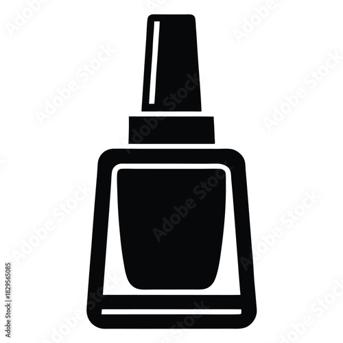 A simple nail polish bottle is presented as a solid black silhouette icon