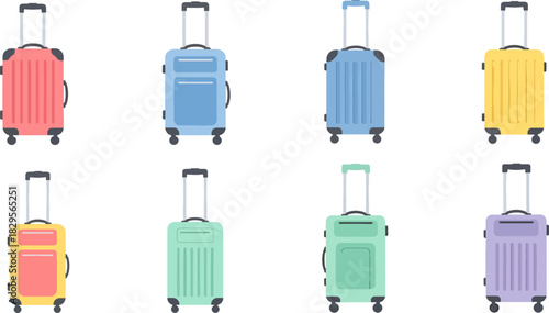 Colorful Suitcases Set in Pastel Shades for Travel and Luggage Accessories