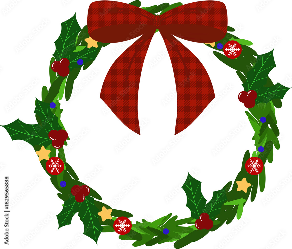 Naklejka premium christmas wreath vector illustration