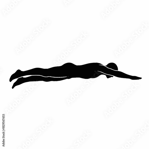 Dynamic Silhouette of Swimmer in Streamlined Position.