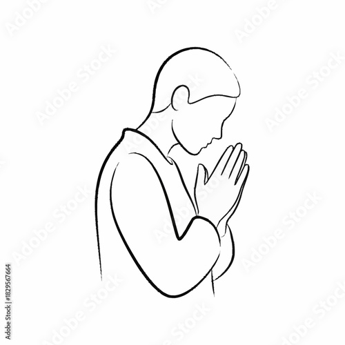 Person in Prayer Position with Hands Clasped in Devotion.