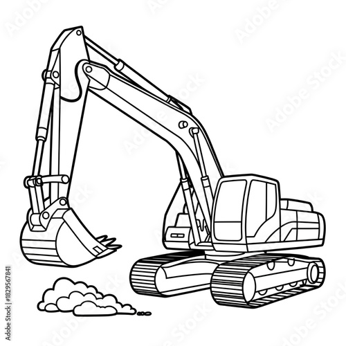 excavator coloring page line art