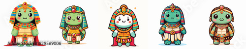 cute turtle vector in Cleopatra costume