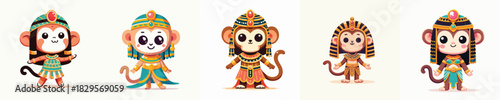 cute monkey vector in Cleopatra costume
