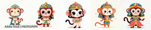 cute monkey vector in Cleopatra costume