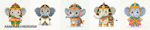cute elephant vector in cleopatra costume