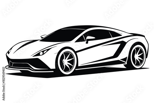 Sleek white silhouette showcases a modern sportscar with bold black accents and stylish rims