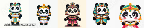 cute panda vector in cleopatra costume