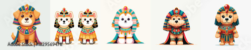 cute dog vector in Cleopatra costume