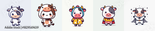 cute cow vector in cute costume