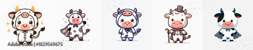 cute cow vector in cute costume