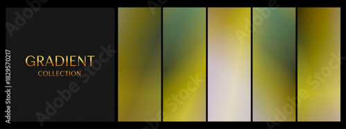 Abstract GRADIENT COLLECTION in olive green and yellow tones for modern website backdrops with copy space