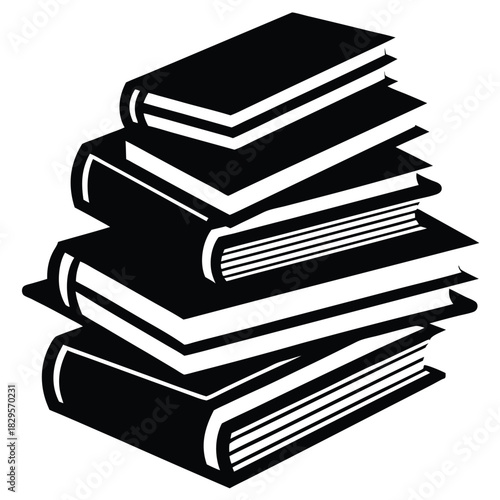 Stacked monochrome books appear ready for some reading in this simple element