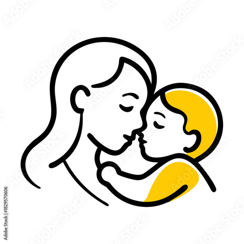 Mother kissing baby and sharing a loving moment in simple style  