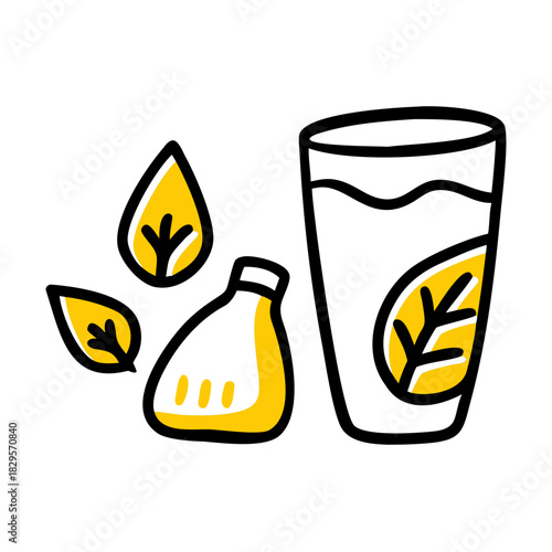 Zero waste lifestyle with reusable bottle and refreshing drink  