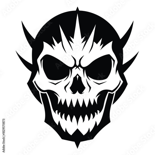 Bold art displays a demonic skull, complete with sharp teeth and intimidating horns