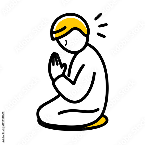 Person praying with hands clasped while kneeling on the floor  