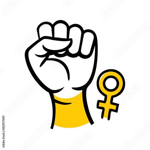Female empowerment symbol with raised fist and Venus sign  