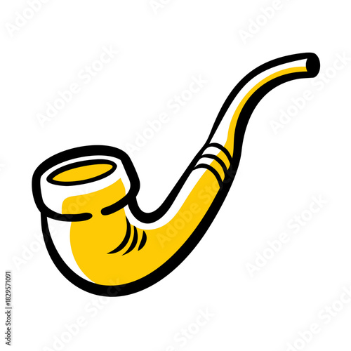 Yellow smoking pipe illustrated in a simple design  