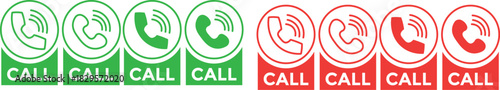 Call icon and phone icon. set of call button vector, emergency hotline icon on Transparent Background

