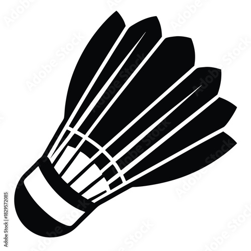 Single black displays a feathered badminton shuttlecock on a simple white backdrop