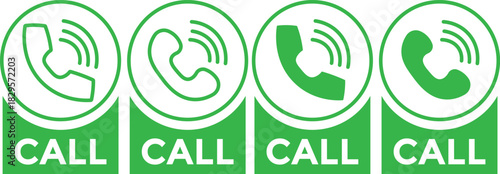 Call icon and phone icon. set of call button vector, emergency hotline icon on Transparent Background


