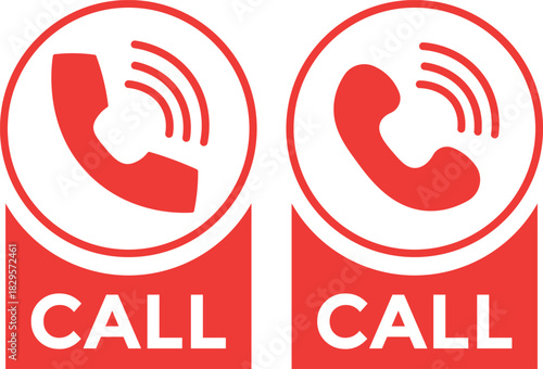 Call icon and phone icon. set of call button vector, emergency hotline icon on Transparent Background

