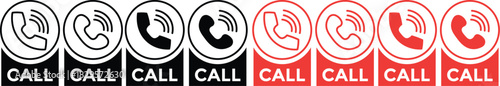 Call icon and phone icon. set of call button vector, emergency hotline icon on Transparent Background

