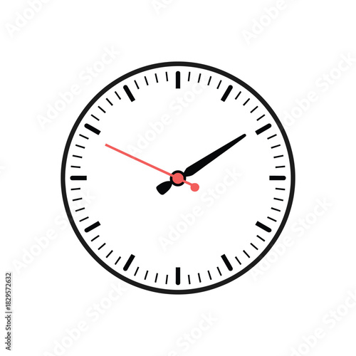 Clock Face with Red Second Hand - Time, Deadline & Schedule Management