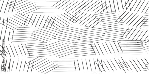 Abstract intersecting sketchy lines on white background, chaotic dynamic pattern.