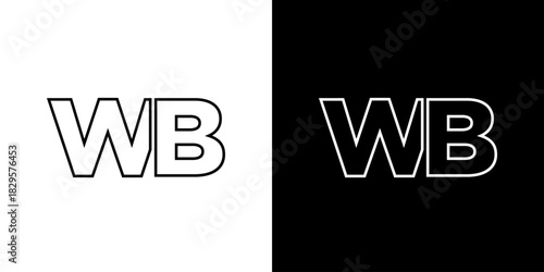 Letter W and B, WB logo design template. Minimal monogram initial based logotype.