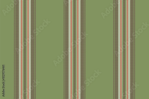 Sixties seamless stripe vector, valentine pattern background texture. Panjabi textile lines fabric vertical in green and red colors.