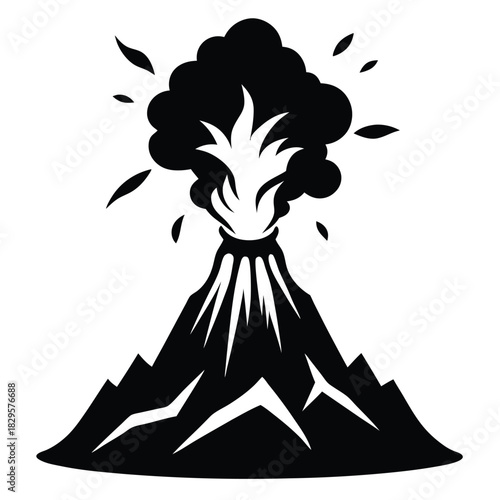 Volcano eruption displaying smoke, lava, and geological activity creates a powerful isolated landscape